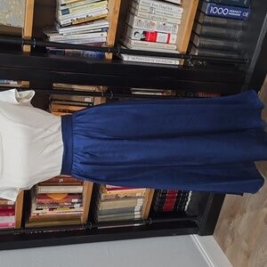 Silky Navy Blue Women's Maxi Skirt, Size M
